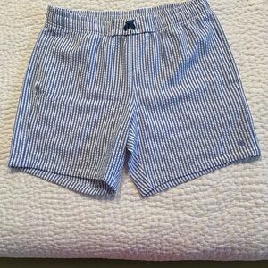 Ruffle Butts Men's Blue and White Swim Bermudas